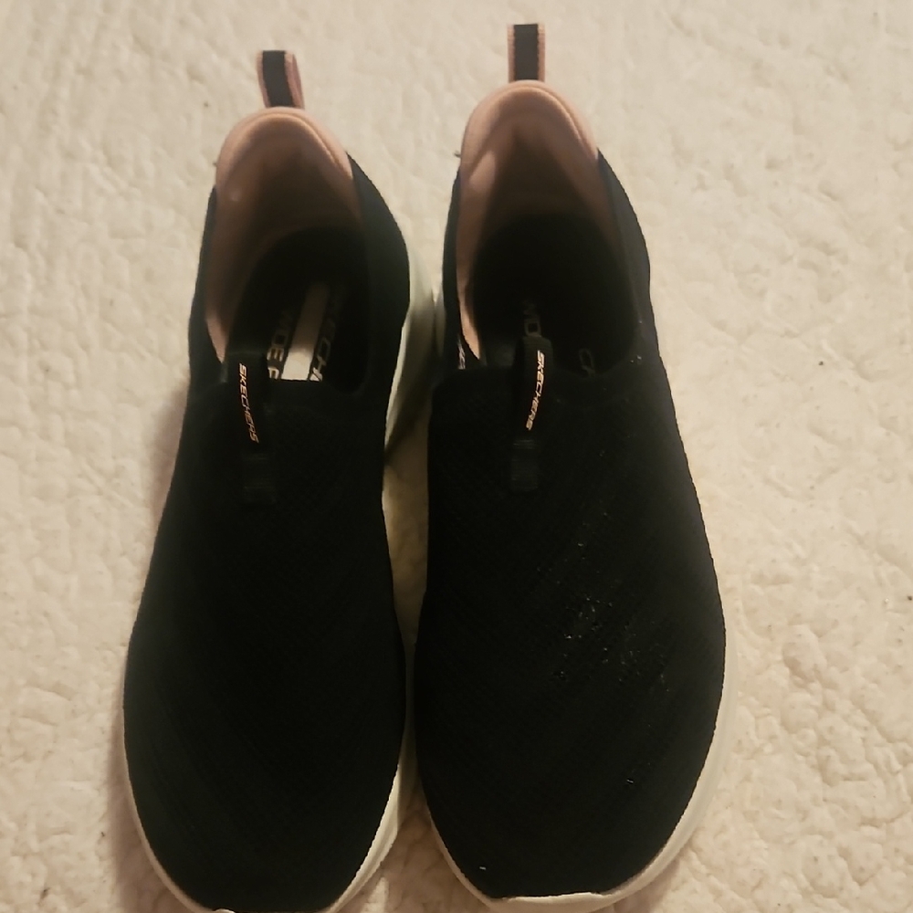 Skechers Black and White Slip-On Sneakers